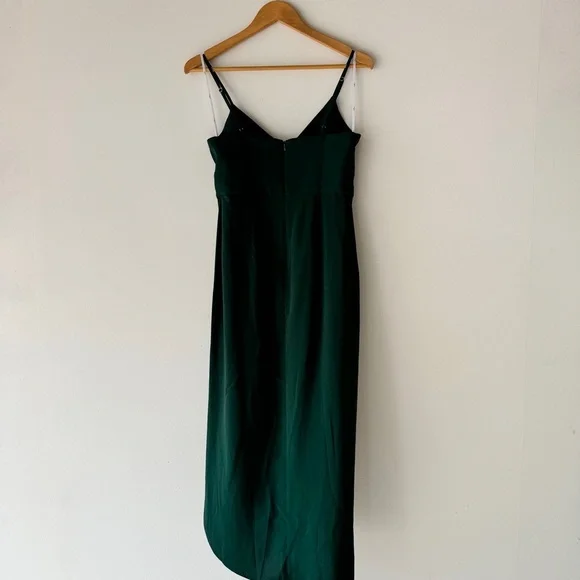 Lulu’s - Reinette Wrap Style Cocktail Dress in Dark Green - Picture 3 of 7